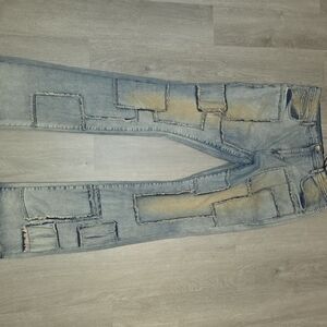 NOVA MENS Light Blue Patchwork Denim Jeans